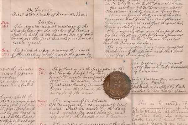 First State Bank documents, Dimmitt TX